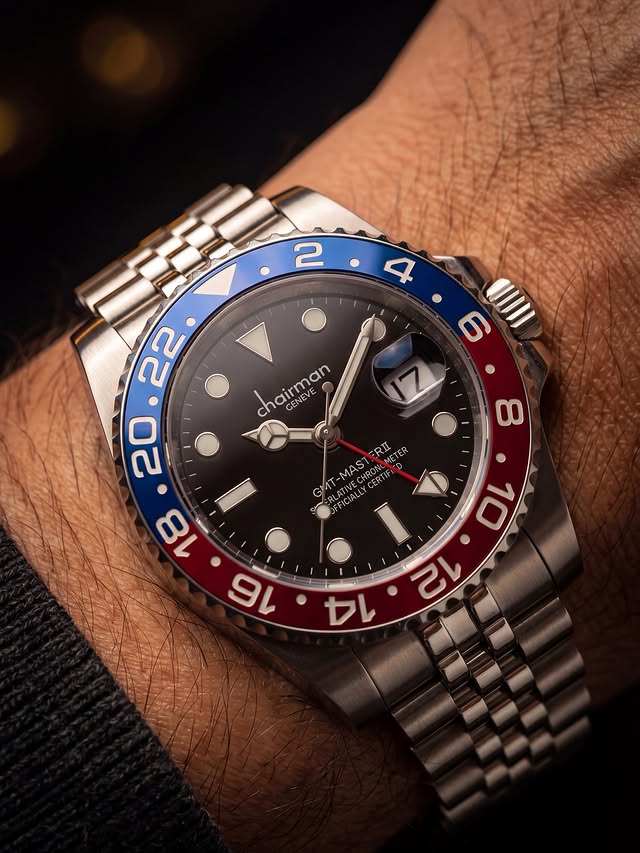 Chairman 676 GMT Automatic Watch|Pepsi Red/Blue & Bumblebee Black/Yellow Bezel with Jubilee Bracelet