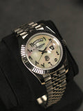 Chairman Geneve Arabic Dial Watch|  Pearl Mother of Pearl Dial with Stainless Steel Bracelet|  Falcon Edition