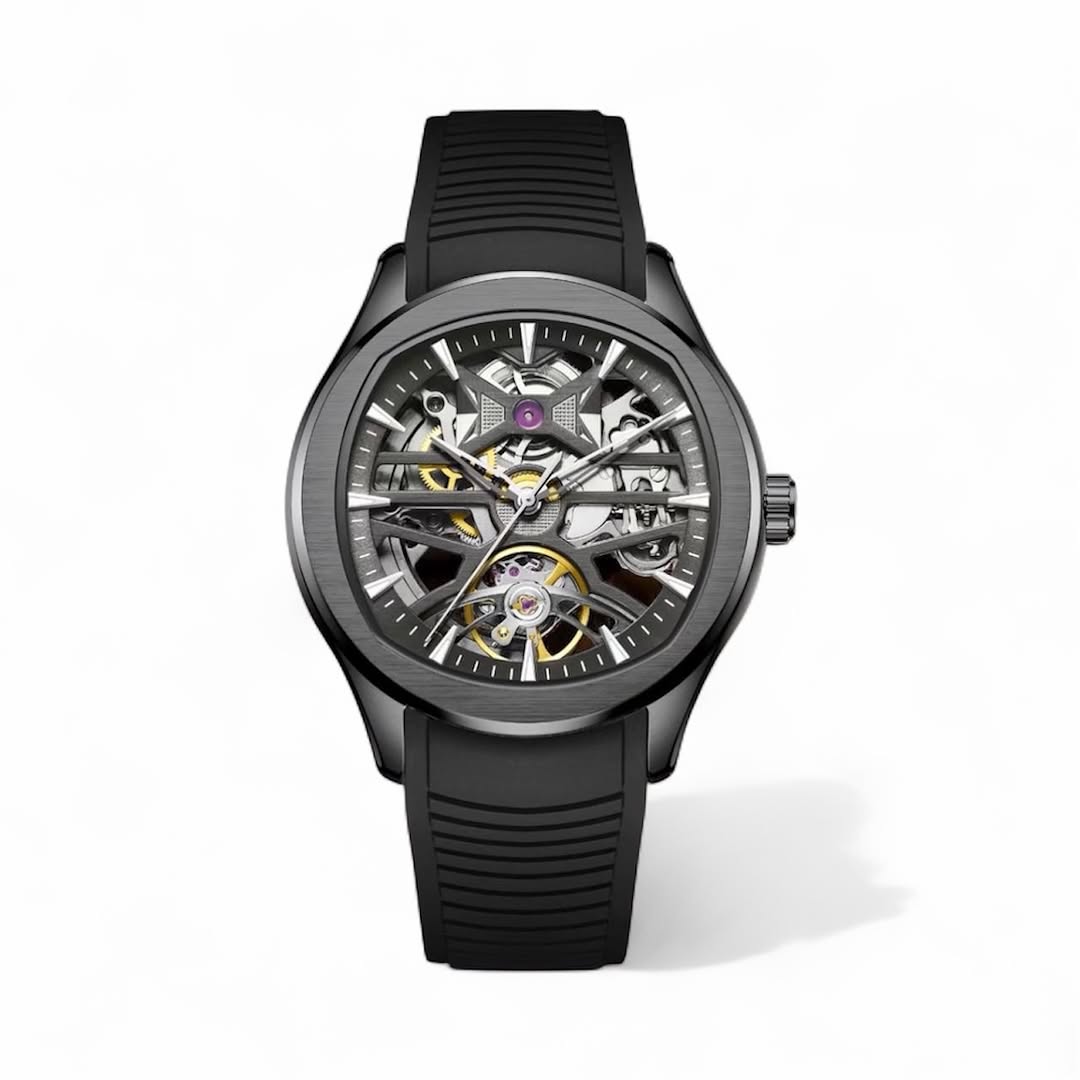 Chairman Skeleton Automatic Watch| Open Heart Mechanical with Silicone Strap| Green Blue Black
