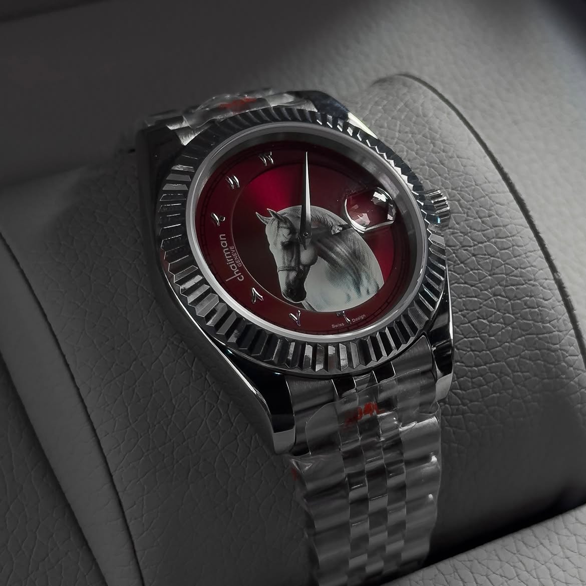 Chairman Geneve Arabian Horse Edition Watch - Red Dial with Stainless Steel Bracelet